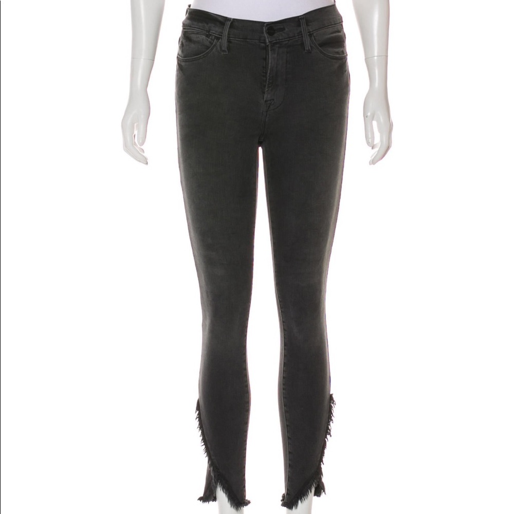 Frame Le High Skinny ankle fray gray jeans 26